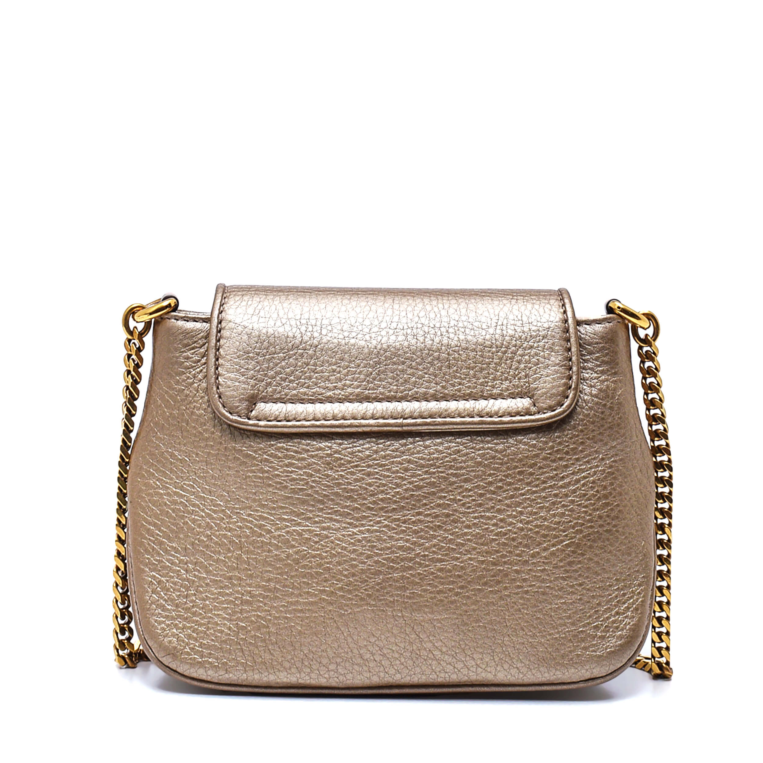 Gucci - Bronze Grained Leather 1973 Chain Purse Crossbody Bag 